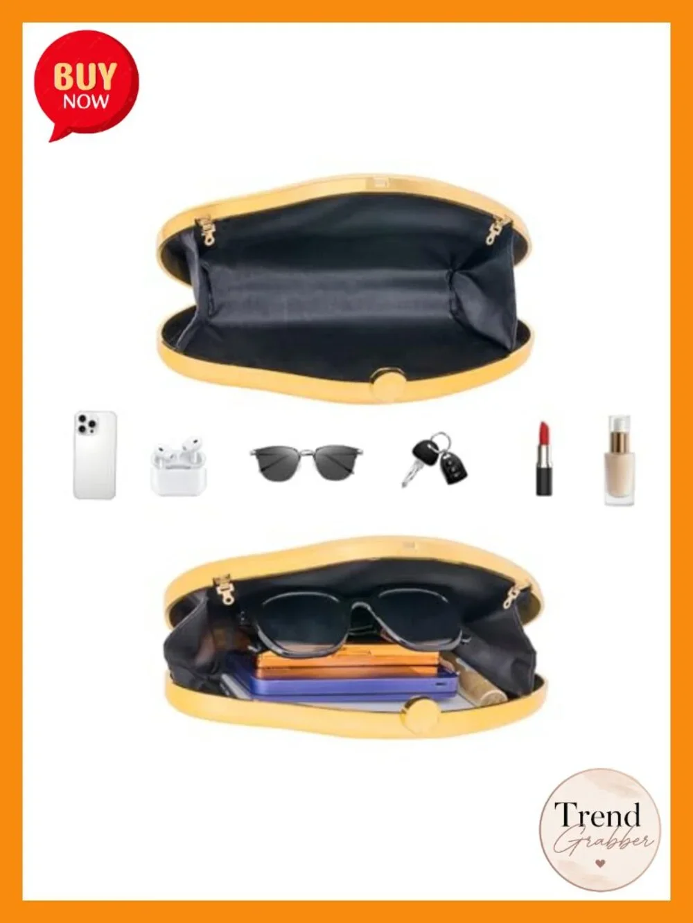 Acrylic Shell Clutch Purse with Detachable Chain, Evening Bag for Wedding Party
